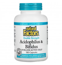 Natural Factors, Acidophilus & Bifidus, Double Strength, 10 Billion, 180 Capsules