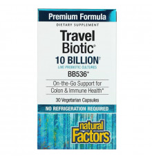 Natural Factors, Travel Biotic, BB536, 10 Billion, 30 Vegetarian Capsules