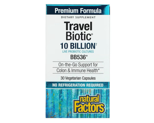 Natural Factors, Travel Biotic, BB536, 10 Billion, 30 Vegetarian Capsules Natural Factors, Travel Biotic, BB536, 10 Billion, 30 Vegetarian Capsules