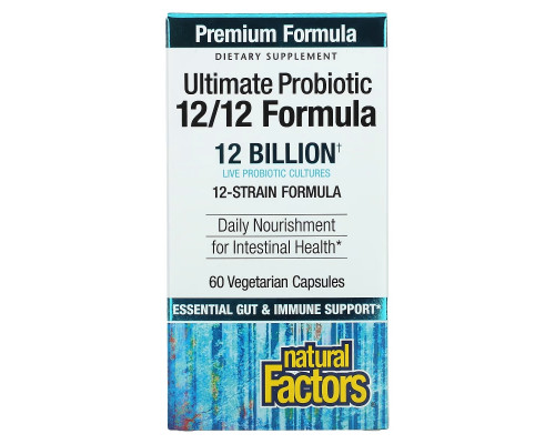 Natural Factors, Ultimate Probiotic, 12/12 Formula, 12 Billion, 60 Vegetarian Capsules Natural Factors, Ultimate Probiotic, 12/12 Formula, 12 Billion, 60 Vegetarian Capsules