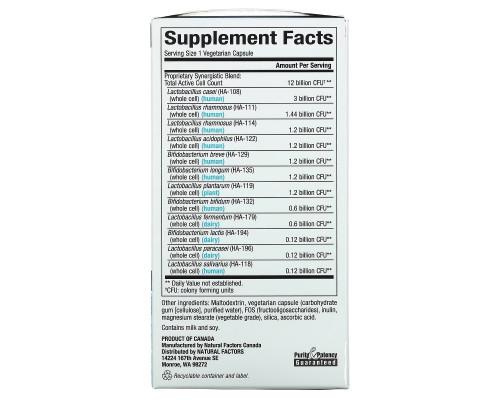 Natural Factors, Ultimate Probiotic, 12/12 Formula, 12 Billion, 60 Vegetarian Capsules Natural Factors, Ultimate Probiotic, 12/12 Formula, 12 Billion, 60 Vegetarian Capsules