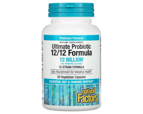 Natural Factors, Ultimate Probiotic, 12/12 Formula, 12 Billion, 60 Vegetarian Capsules Natural Factors, Ultimate Probiotic, 12/12 Formula, 12 Billion, 60 Vegetarian Capsules