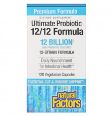 Natural Factors, Пробиотик максимального действия, формула 12/12, 120 вегетарианских капсул