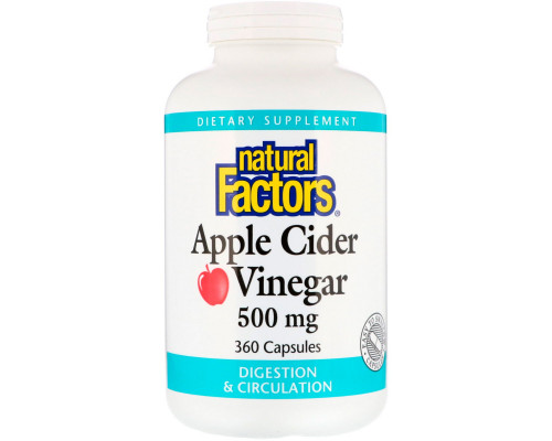 Natural Factors, Apple Cider Vinegar, 500 mg, 360 Capsules Natural Factors, Apple Cider Vinegar, 500 mg, 360 Capsules