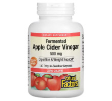 Natural Factors, Яблочный уксус, 500 мг, 180 капсул