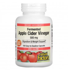 Natural Factors, Яблочный уксус, 500 мг, 180 капсул