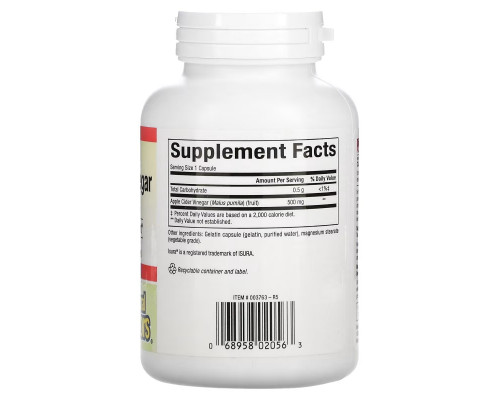 Natural Factors, Яблочный уксус, 500 мг, 180 капсул Natural Factors, Яблочный уксус, 500 мг, 180 капсул