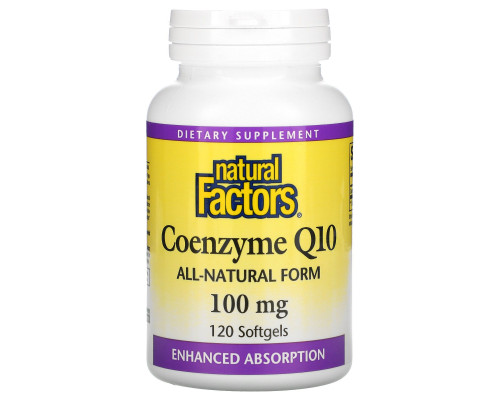 Natural Factors, Кофермент Q10, 100 мг, 120 мягких капсул Natural Factors, Кофермент Q10, 100 мг, 120 мягких капсул