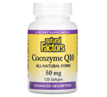 Natural Factors, Коэнзим Q10, улучшенное поглощение, 50 мг, 120 капсул