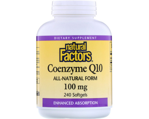 Natural Factors, Коэнзим Q10, 100 мг, 240 мягких таблеток Natural Factors, Коэнзим Q10, 100 мг, 240 мягких таблеток