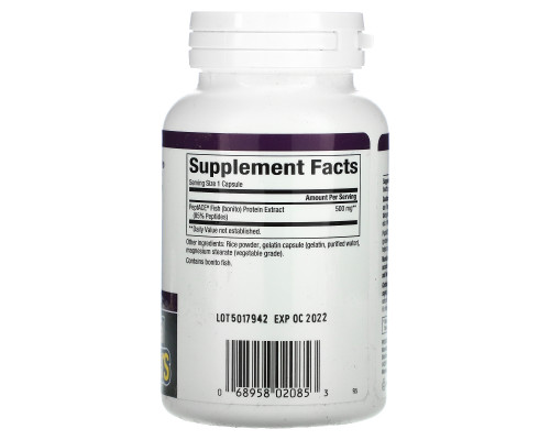 Natural Factors, пептиды рыбы, 500 мг, 90 Капсул Natural Factors, пептиды рыбы, 500 мг, 90 Капсул
