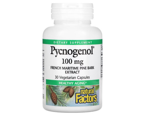 Natural Factors, Pycnogenol, 100 мг, 30 вегетарианских капсул Natural Factors, Pycnogenol, 100 мг, 30 вегетарианских капсул