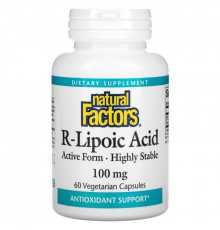 Natural Factors, R-Lipoic Acid, 100 mg, 60 Vegetarian Capsules