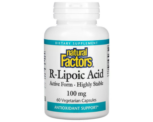 Natural Factors, R-Lipoic Acid, 100 mg, 60 Vegetarian Capsules