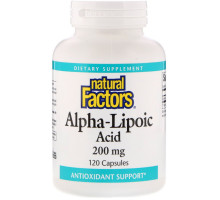 Natural Factors, Альфа-липоевая кислота, 200 мг, 120 капсул