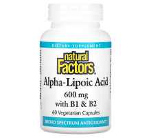Natural Factors, Alpha-Lipoic Acid with B1 & B2, 600 mg, 60 Vegetarian Capsules