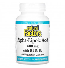 Natural Factors, Alpha-Lipoic Acid with B1 & B2, 600 mg, 60 Vegetarian Capsules