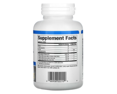 Natural Factors, льняное масло, 1000 мг, 90 капсул Natural Factors, льняное масло, 1000 мг, 90 капсул