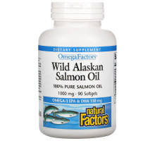 Natural Factors, Рыбий жир дикого лосося с Аляски, 1000 мг, 90 мягких капсул