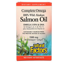 Natural Factors, 100% Wild Alaskan Salmon Oil, 1300 mg, 90 Enteripure Softgels