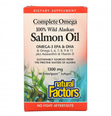 Natural Factors, 100% Wild Alaskan Salmon Oil, 1300 mg, 90 Enteripure Softgels