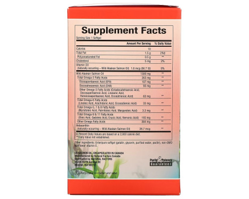 Natural Factors, 100% Wild Alaskan Salmon Oil, 1300 mg, 90 Enteripure Softgels Natural Factors, 100% Wild Alaskan Salmon Oil, 1300 mg, 90 Enteripure Softgels