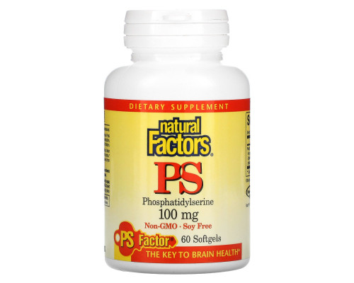 Natural Factors, Фосфатидилсерин 100 мг, 60 гелевых капсул Natural Factors, Фосфатидилсерин 100 мг, 60 гелевых капсул