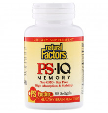 Natural Factors, PS• IQ, фосфатидилсерин и незаменимые жирные кислоты для памяти, 60 капсул