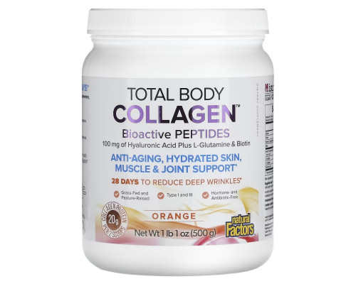 Natural Factors, Total Body Collagen, Bioactive Peptides, Orange, 100 mg, 1 lb 1 oz (500 g) Natural Factors, Total Body Collagen, Bioactive Peptides, Orange, 100 mg, 1 lb 1 oz (500 g)