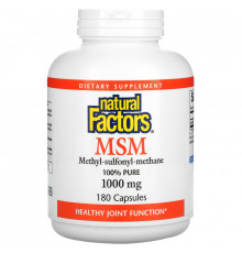 Natural Factors, МСМ, Метил-сульфонил-метан, 1 000 мг, 180 капсул