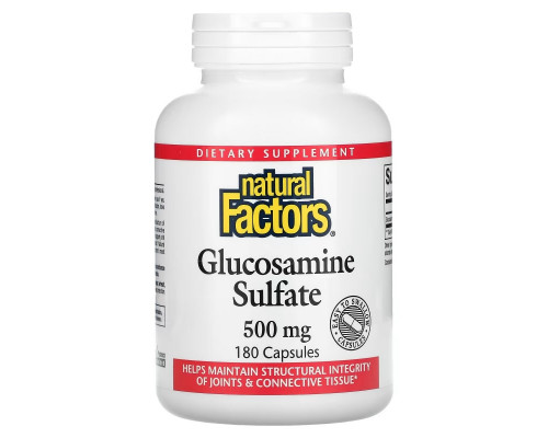 Natural Factors, Glucosamine Sulfate, 500 mg, 180 Capsules Natural Factors, Glucosamine Sulfate, 500 mg, 180 Capsules