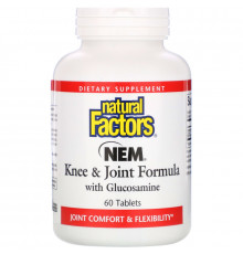 Natural Factors, Состав для колен и суставов - NEM с глюкозамином, 60 таблеток