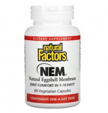Natural Factors, NEM, Natural Eggshell Membrane, 60 Vegetarian Capsules