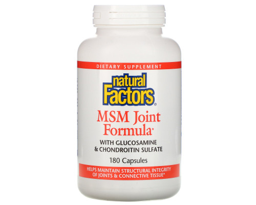 Natural Factors, MSM формула для суставов, 180 капсул Natural Factors, MSM формула для суставов, 180 капсул