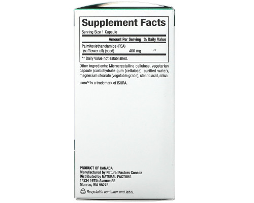 Natural Factors, PEA400, 90 Vegetarian Capsules Natural Factors, PEA400, 90 Vegetarian Capsules
