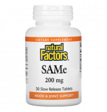 Natural Factors, SAMe (Disulfate Tosylate), 200 mg, 30 Slow Release Tablets