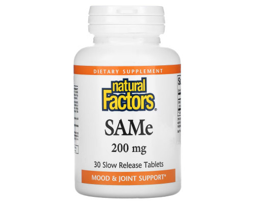 Natural Factors, SAMe (Disulfate Tosylate), 200 mg, 30 Slow Release Tablets Natural Factors, SAMe (Disulfate Tosylate), 200 mg, 30 Slow Release Tablets