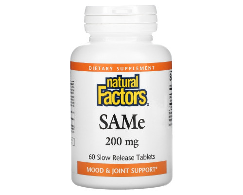 Natural Factors, SAM-e (S-Adenosyl-L-Methionine), ISO-актив, 200 мг, 60 таблеток в кишечнорастворимой оболочке Natural Factors, SAM-e (S-Adenosyl-L-Methionine), ISO-актив, 200 мг, 60 таблеток в кишечнорастворимой оболочке