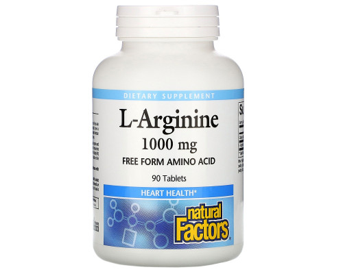 Natural Factors, L-Arginine, 1,000 mg, 90 Tablets Natural Factors, L-Arginine, 1,000 mg, 90 Tablets