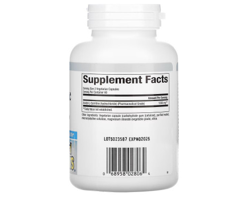 Natural Factors, Acetyl-L-Carnitine, 500 mg, 120 Vegetarian Capsules
