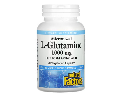 Natural Factors, Micronized L-Glutamine, 1,000 mg, 90 Vegetarian Capsules Natural Factors, Micronized L-Glutamine, 1,000 mg, 90 Vegetarian Capsules