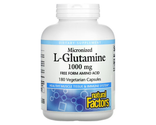 Natural Factors, Micronized L-Glutamine, 1,000 mg, 180 Vegetarian Capsules Natural Factors, Micronized L-Glutamine, 1,000 mg, 180 Vegetarian Capsules