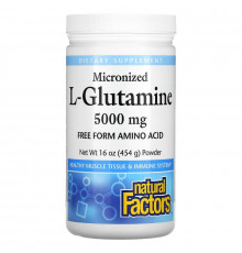 Natural Factors, Micronized L-Glutamine Powder, 5,000 mg, 16 oz (454 g)
