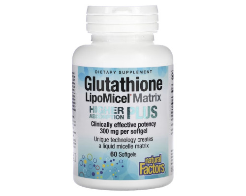 Natural Factors, Glutathione LipoMicel Matrix, 300 mg, 60 Softgels Natural Factors, Glutathione LipoMicel Matrix, 300 mg, 60 Softgels