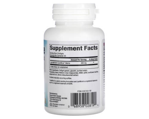 Natural Factors, Glutathione LipoMicel Matrix, 300 mg, 60 Softgels Natural Factors, Glutathione LipoMicel Matrix, 300 mg, 60 Softgels
