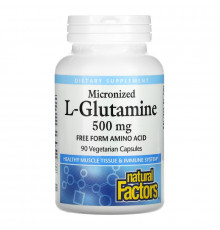 Natural Factors, Micronized L-Glutamine, 500 mg, 90 Vegetarian Capsules