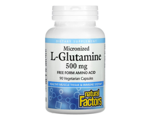 Natural Factors, Micronized L-Glutamine, 500 mg, 90 Vegetarian Capsules Natural Factors, Micronized L-Glutamine, 500 mg, 90 Vegetarian Capsules