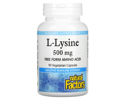 Natural Factors, L-Lysine, 500 mg, 90 Vegetarian Capsules