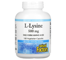 Natural Factors, L-Lysine, 500 mg, 180 Vegetarian Capsules