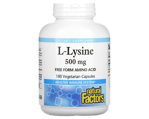 Natural Factors, L-Lysine, 500 mg, 180 Vegetarian Capsules Natural Factors, L-Lysine, 500 mg, 180 Vegetarian Capsules